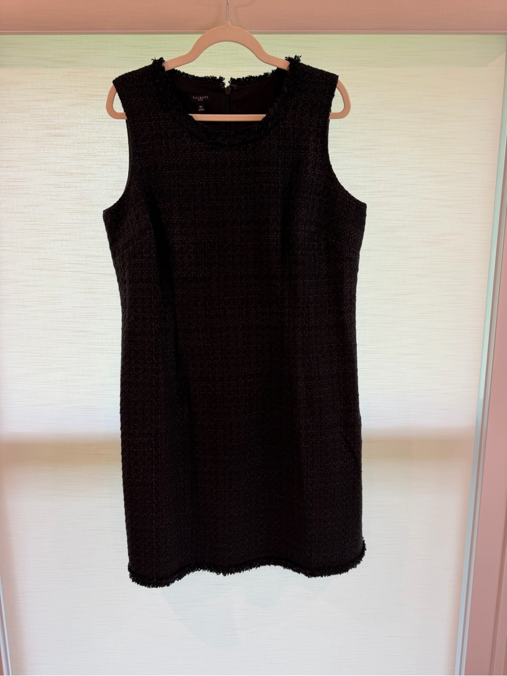 Talbots Black Textured Sleeveless Shift Dress Size 16p